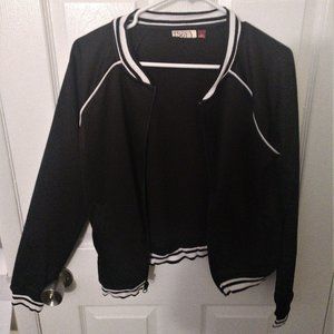 Black Zipped Jacket with White Accents